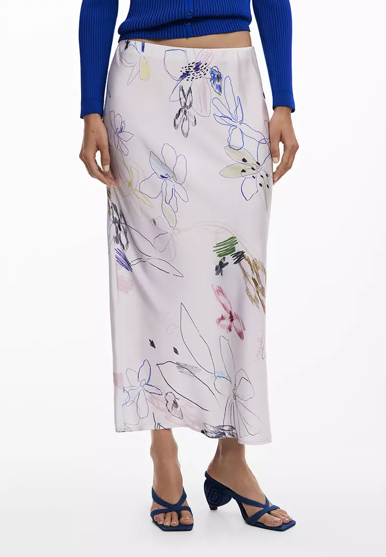FLORAL STROKE SKIRT