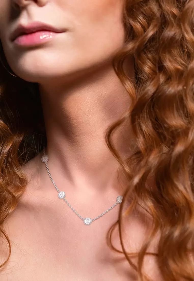 Minimalist Lab Grown Diamond Station Necklace in 14K White Gold D/E-VVS/VS (1ct TDW)
