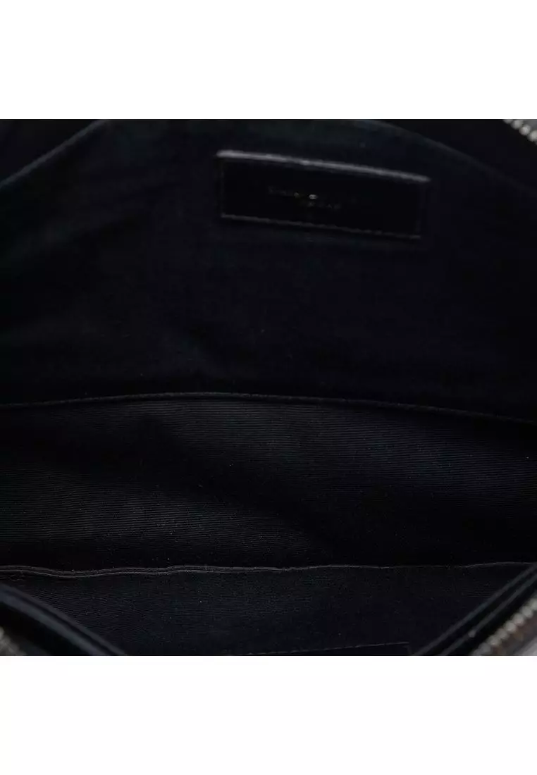 Pre-Loved Saint Laurent Croc Embossed Leather Monogram Clutch
