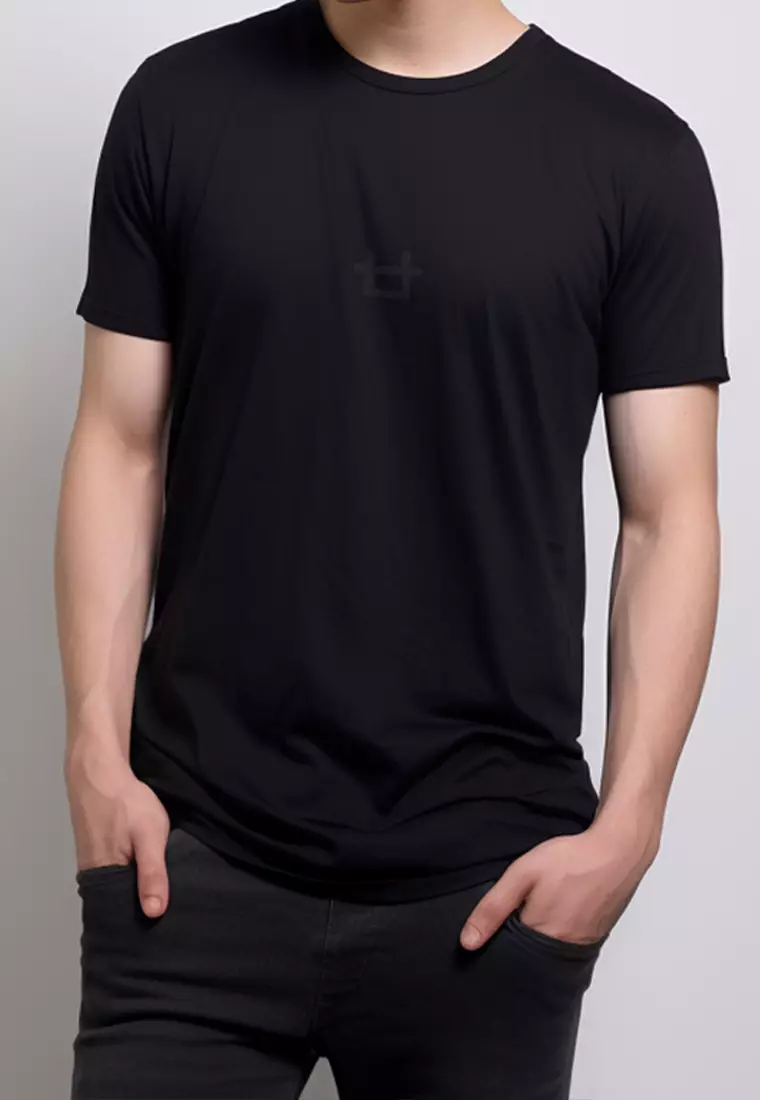 MTI15 Kaos Simple Jepang Distro Pria Logo Icon Bob Hitam