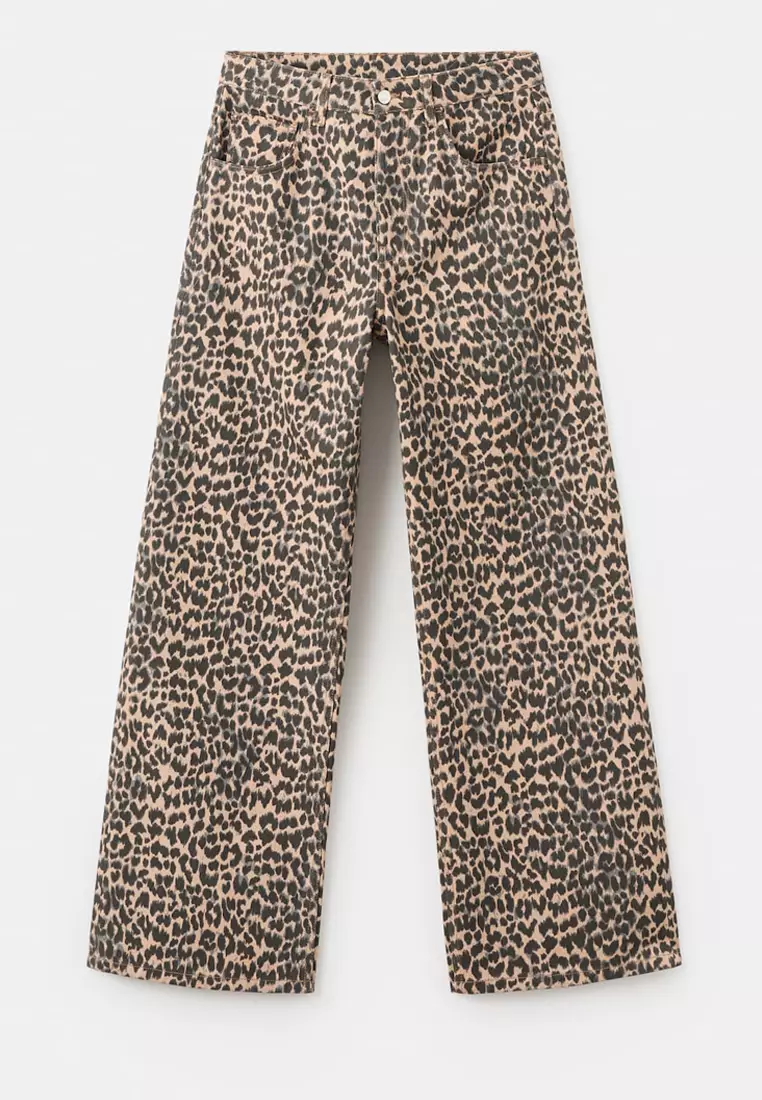 Leopard-Print Straight Jeans