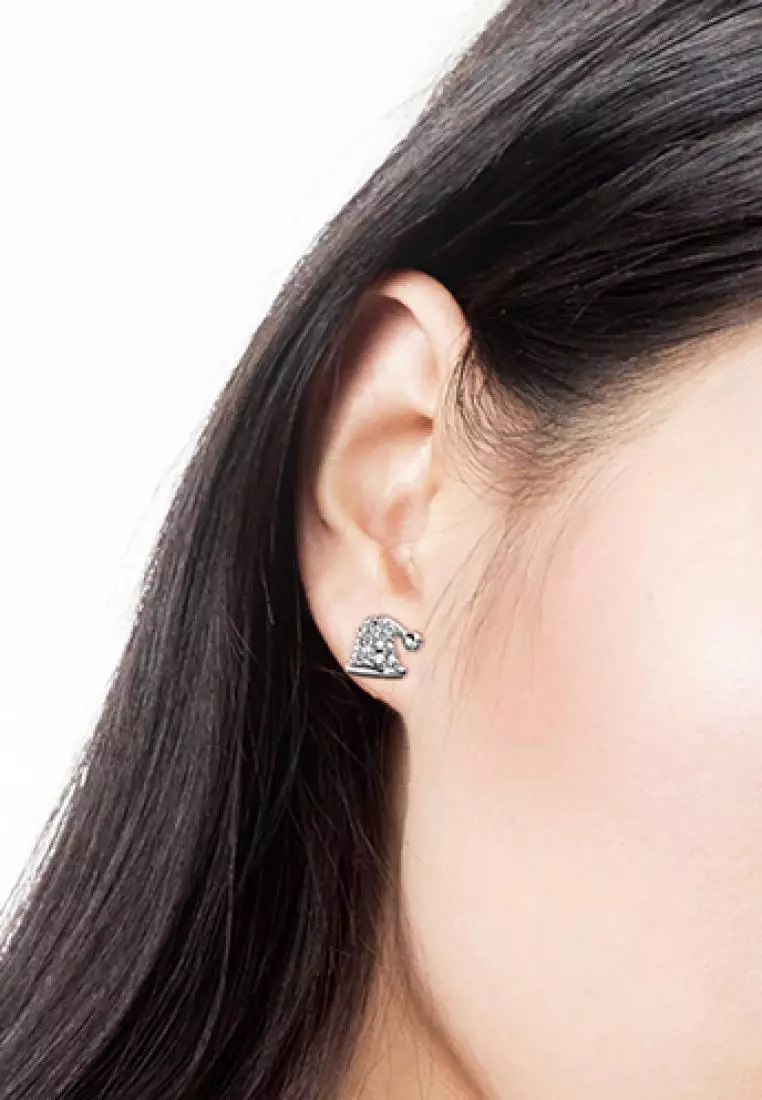 Little Santa Earring WG - Anting Crystal by Her Jewellery