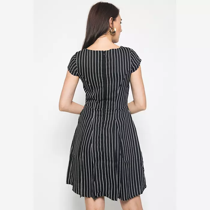 Normy Dress In Black Stripes
