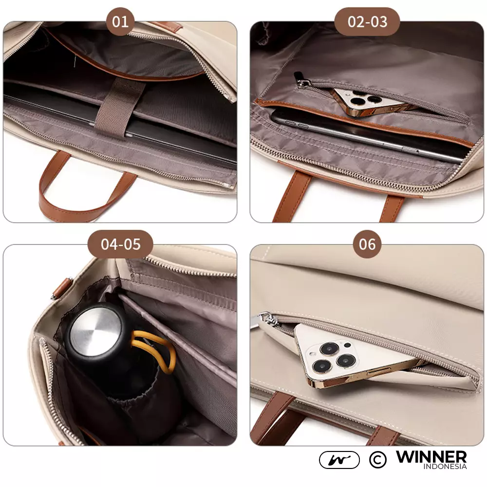 Tas Laptop 15,6 inch Bahu Selempang Nilon Oxford Anti-Air Wanita Bag (T14-023-5536) - Warna Hitam 15 inch