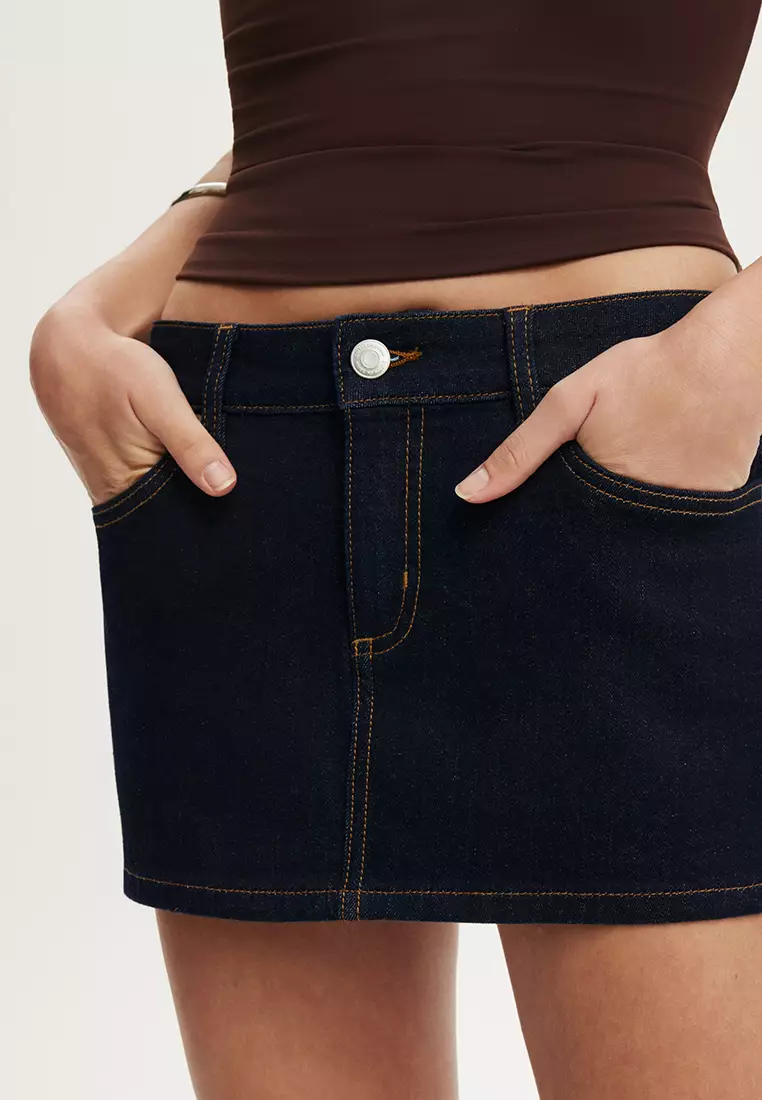 Micro Low Denim Skirt