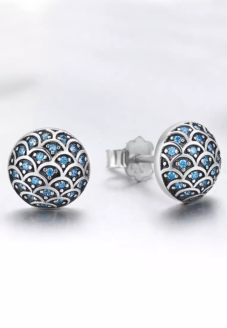 Blue Mermaid Scale Earrings