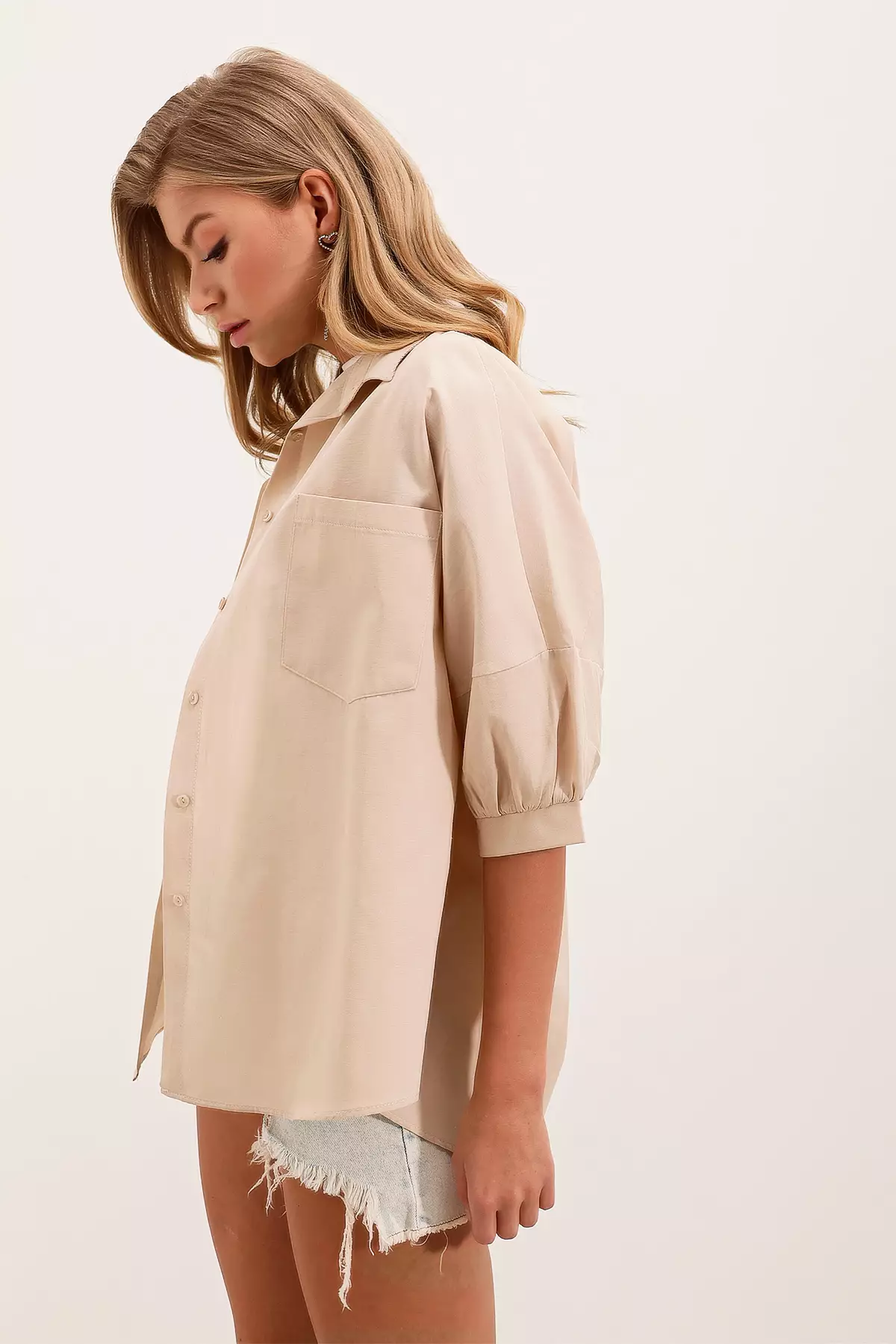 Oversized Short Sleeves Shirt with Pocket