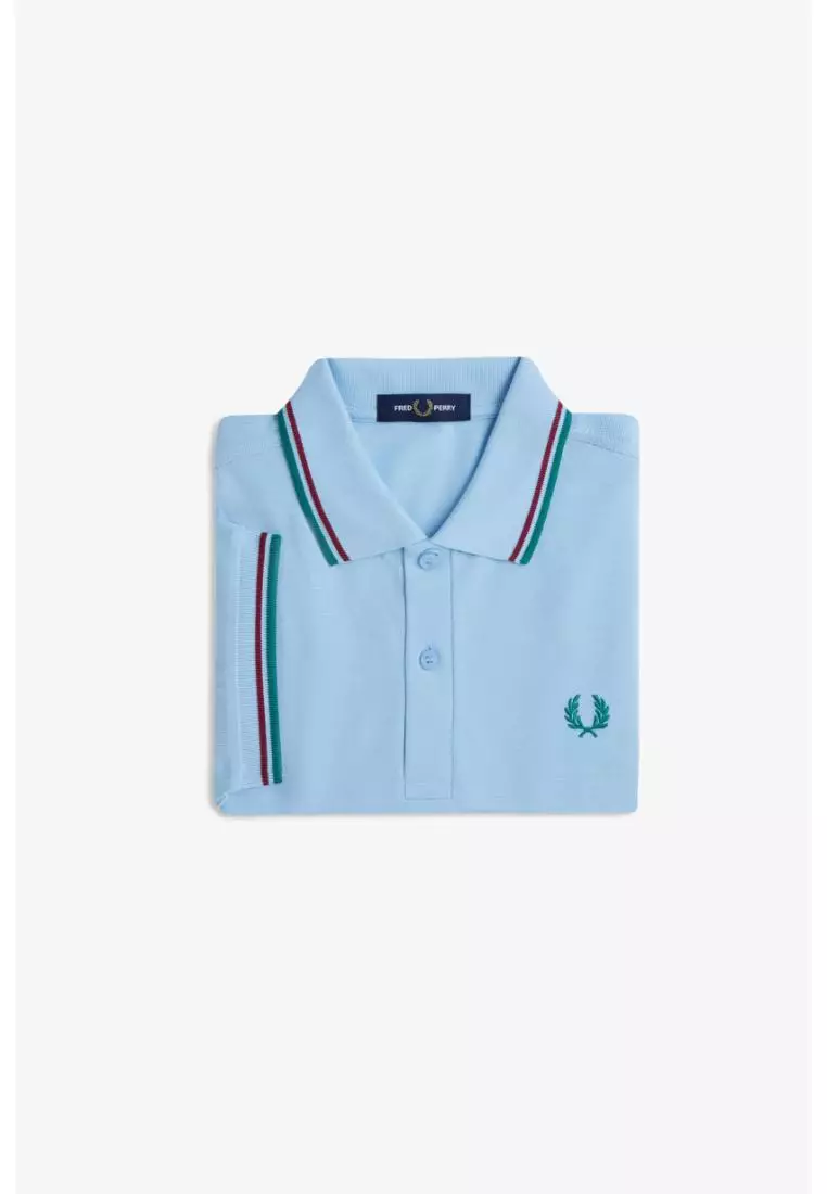 Fred Perry M3600 Twin Tipped Fred Perry Shirt (Track Blue / Burnt Red / Sport Green)