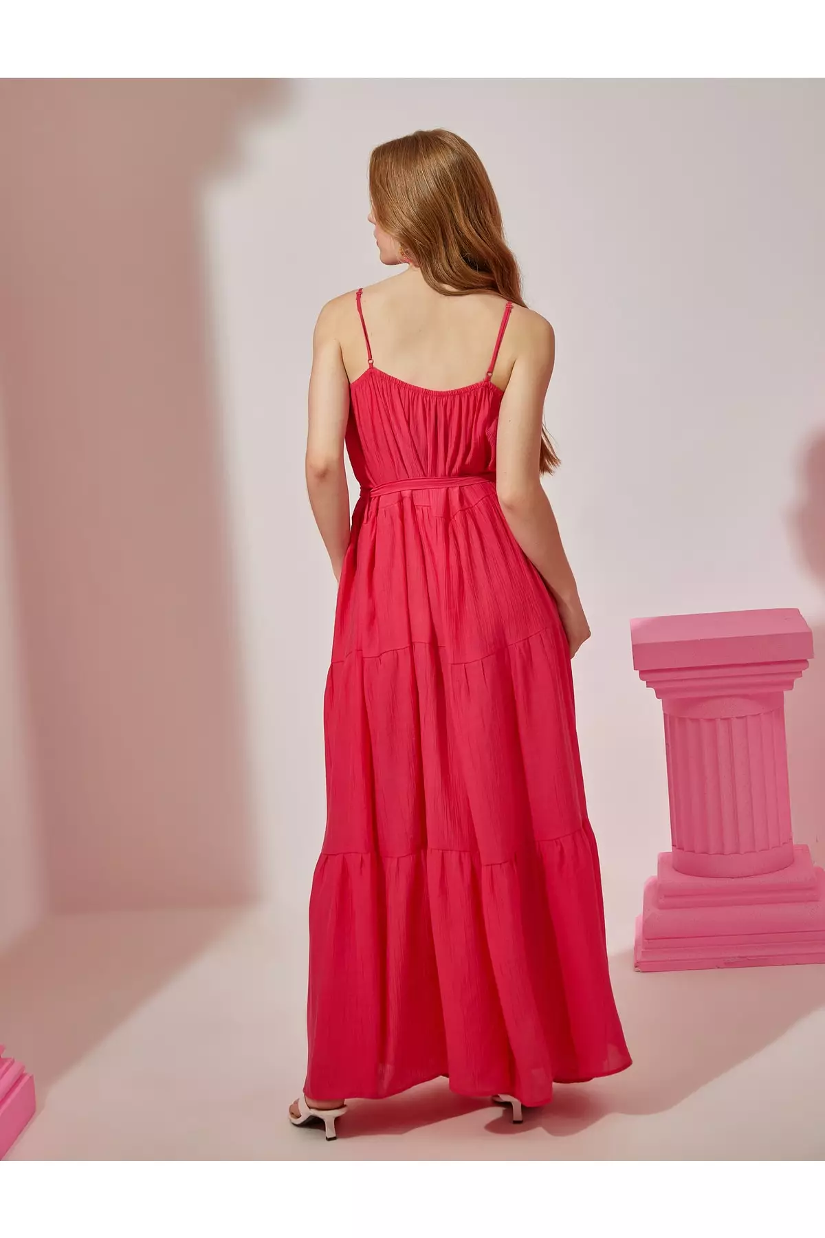Buy KOTON Straps Belted Long Maxi Dress Tencel 2025 Online