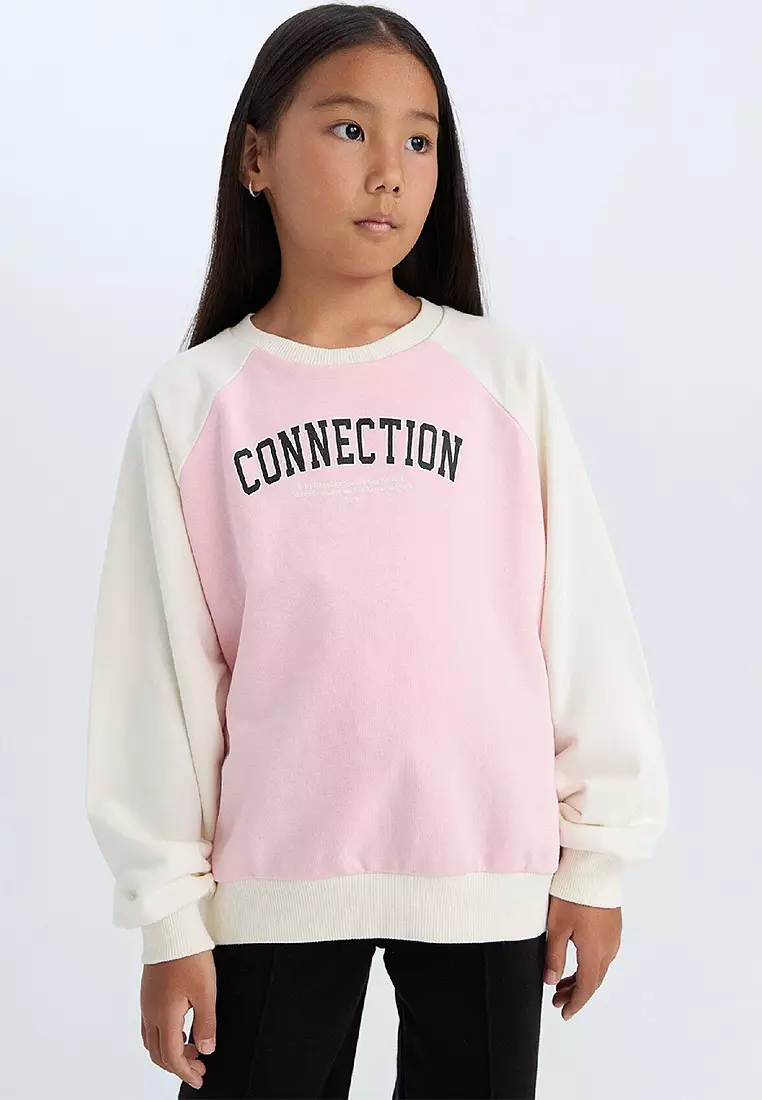 Relax Fit Crew Neck Text Printed Sweatshirt