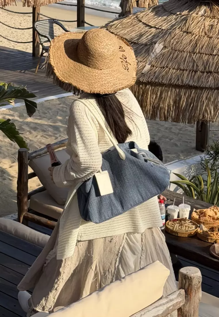 Retro Canvas Tote Bag Multi Pocket Shoulder Handbag CA26042829BL