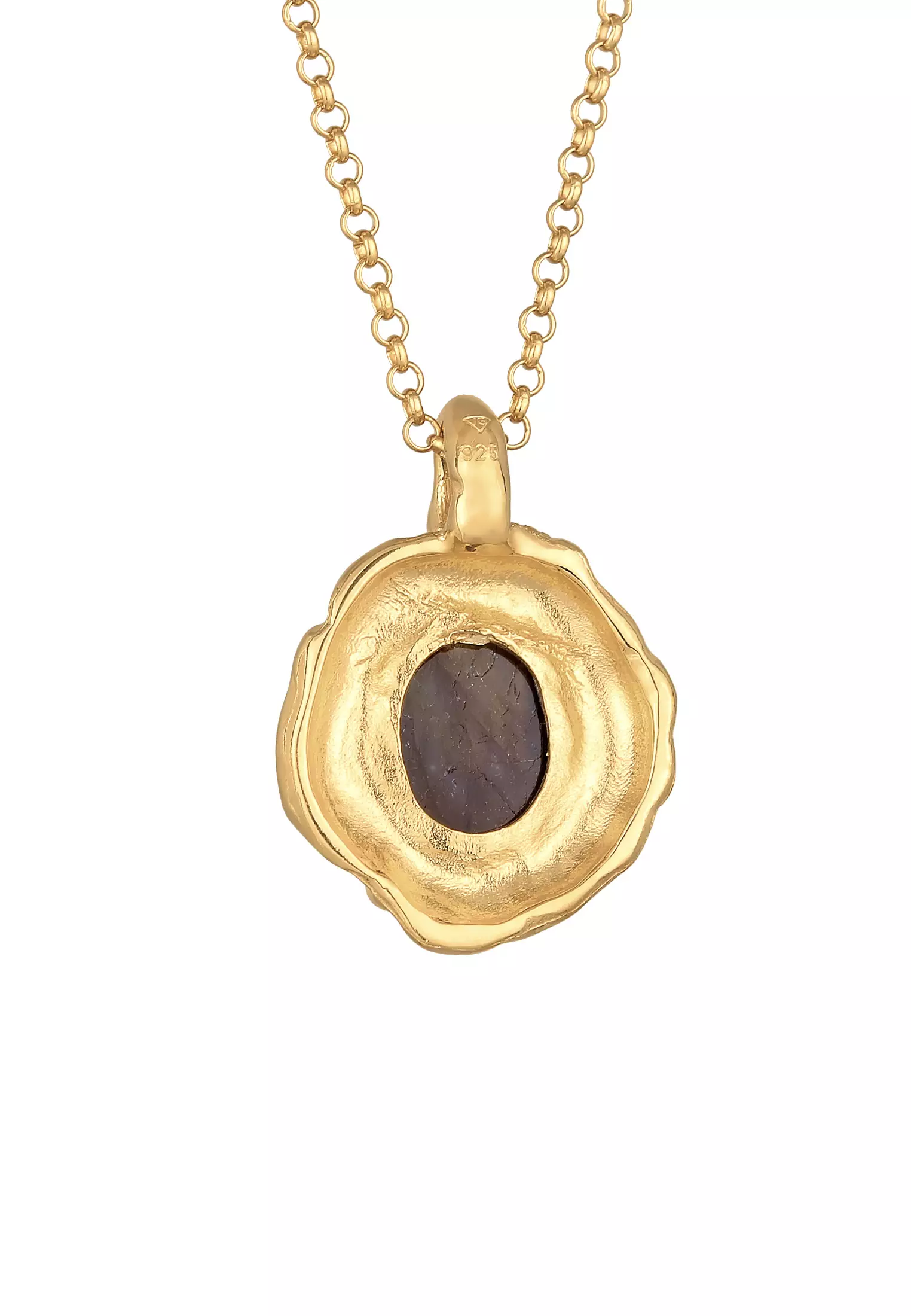 Necklace Organic Pendant Oval Labradorite Gemstone Gold Plated