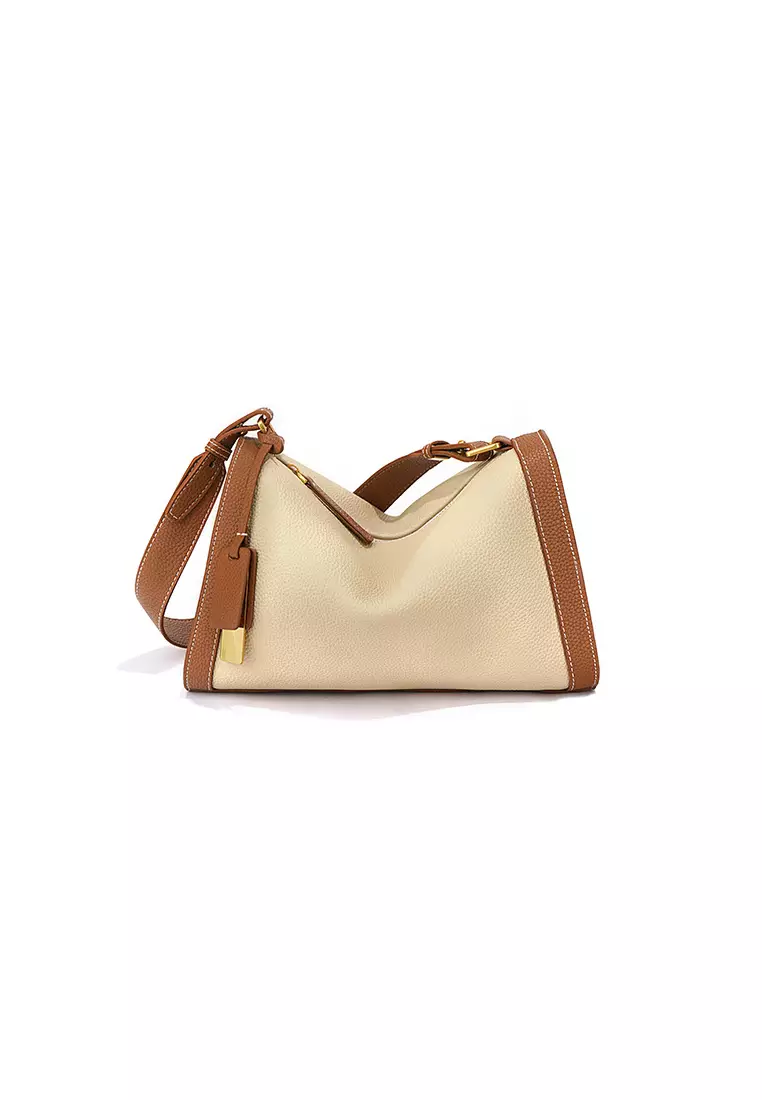 Women's Leather Color Contrast Crossbody Bag