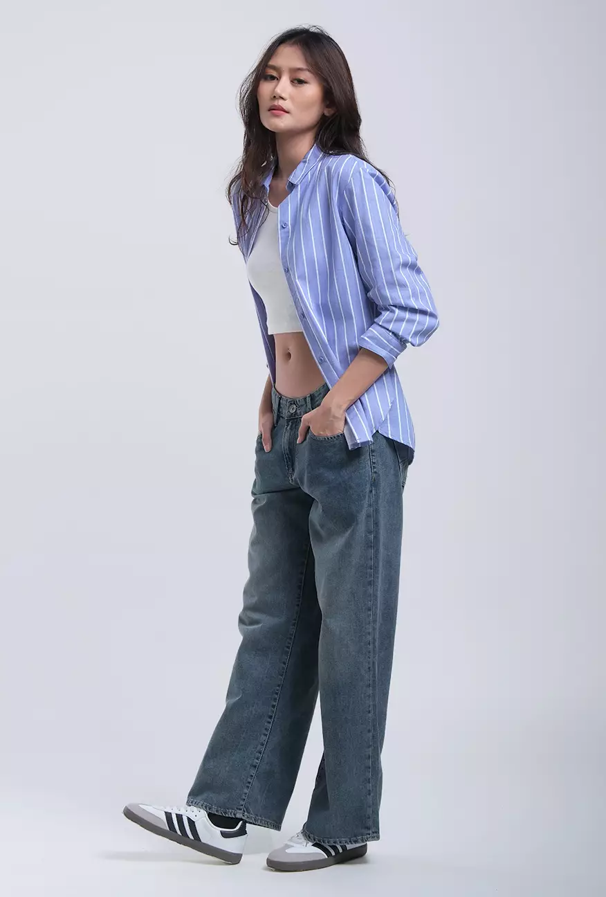 Kemeja Wanita Rhea Blue White