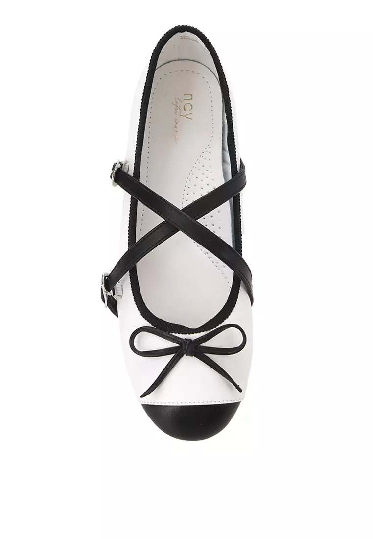 CARLA J2525-6 FLATSHOES WHITE/BLACK