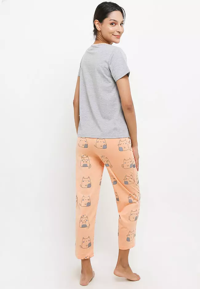 Pyjama Short Sleeve Long Pants Sleepwear