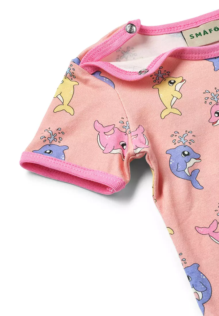 Short-sleeved baby body with baby dolphins