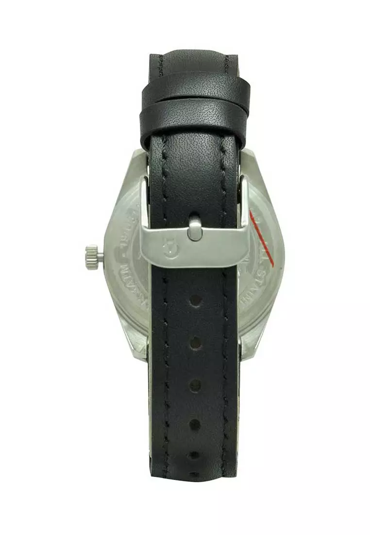 Alexandre Christie Jam Tangan Wanita - Black Silver - Leather Strap - 1012 LDLSSSL
