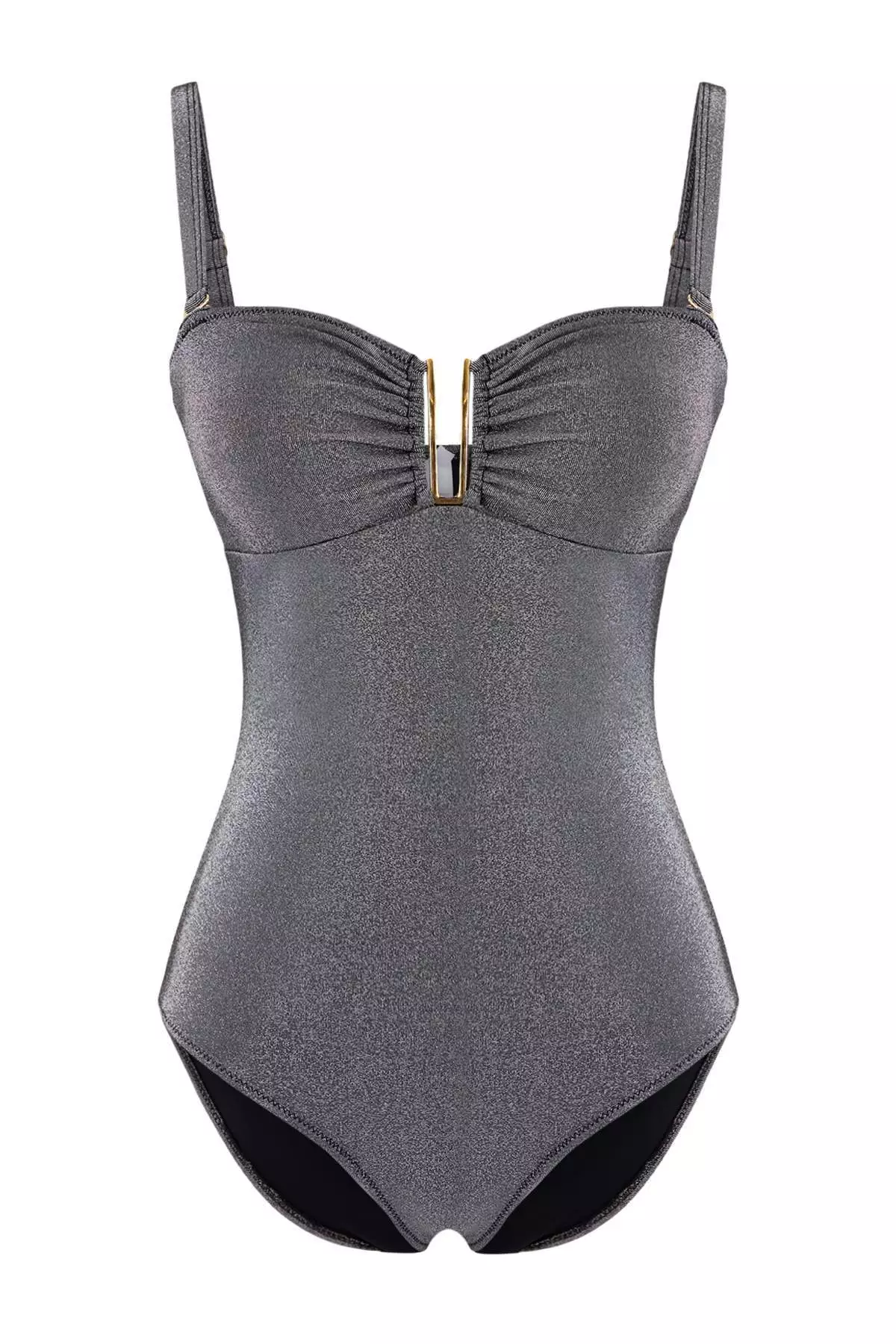 Gray Glitter Accessory Strapless Covered Regular Swimsuit Tbess26Ma7