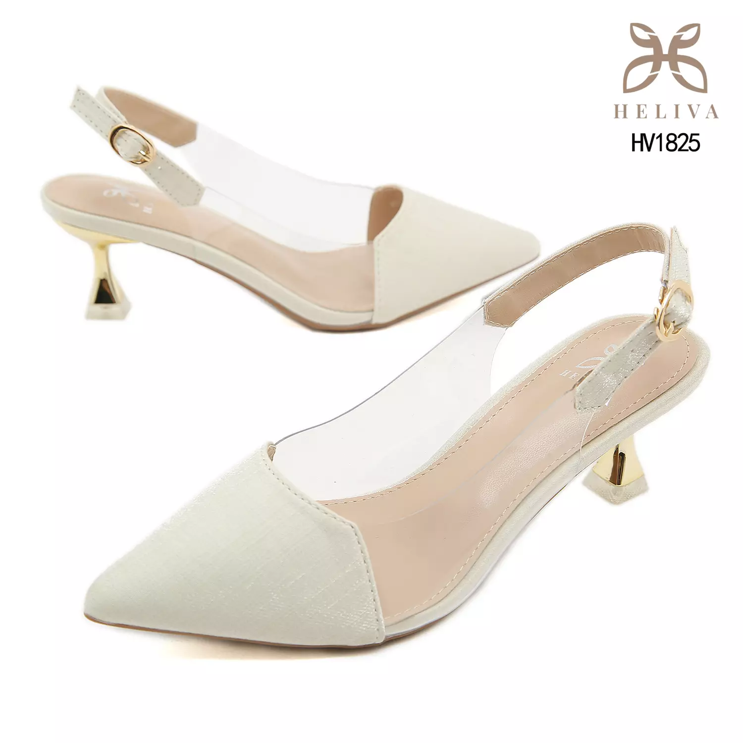 Heliva Raisa High Heels Crystal Satin Sling Back Sol 5.5cm