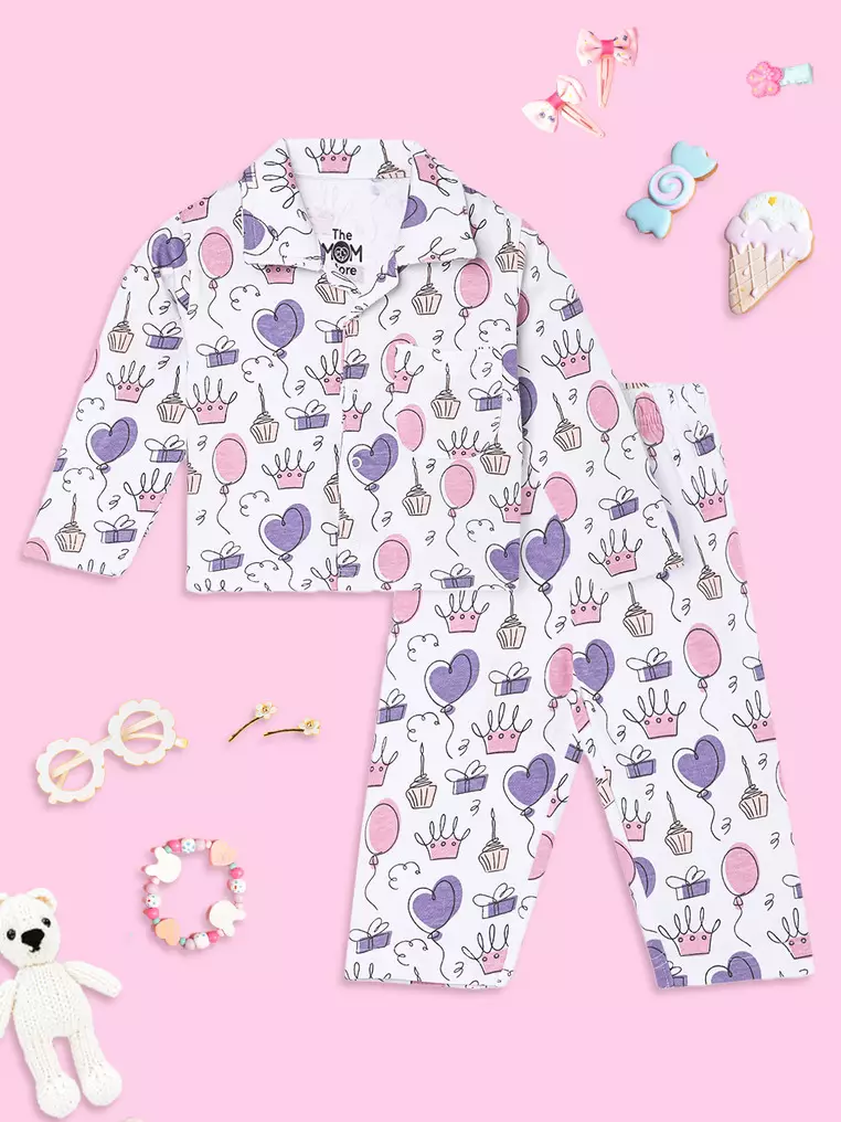Baby and Kids Pajama Nightsuit Set- Princess Party