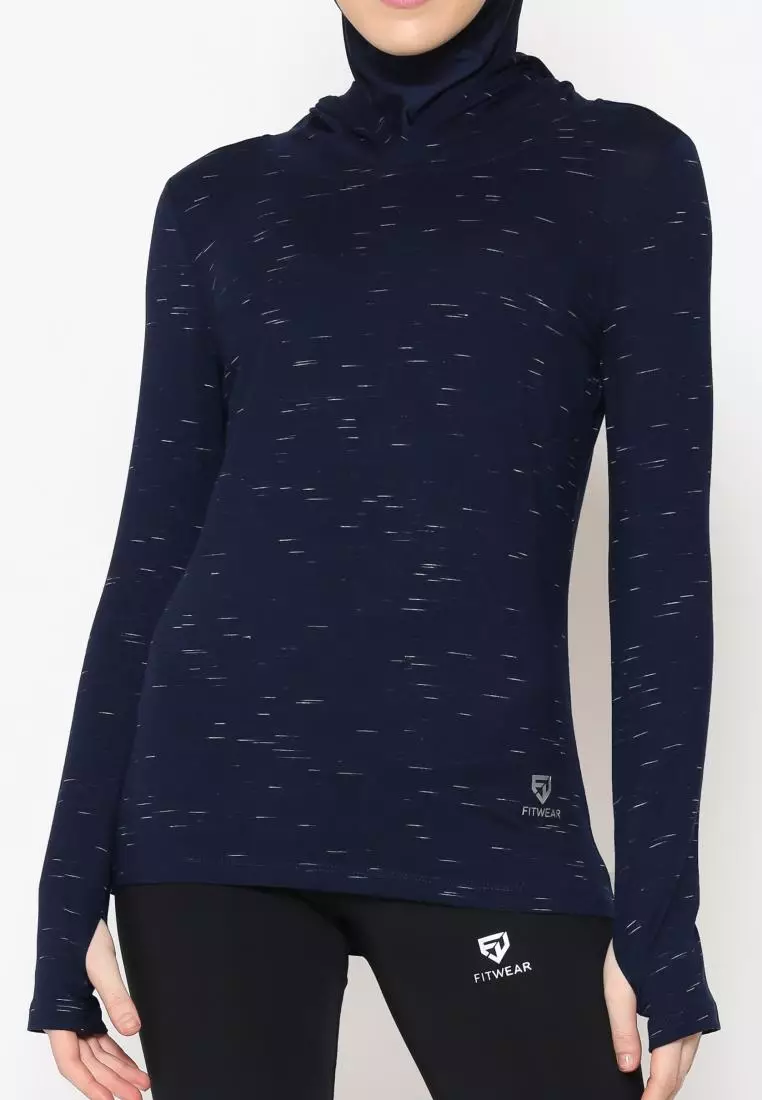 Fitwear - Kaos Olahraga Wanita ATALIA BASIC HOODIE LS - NAVY