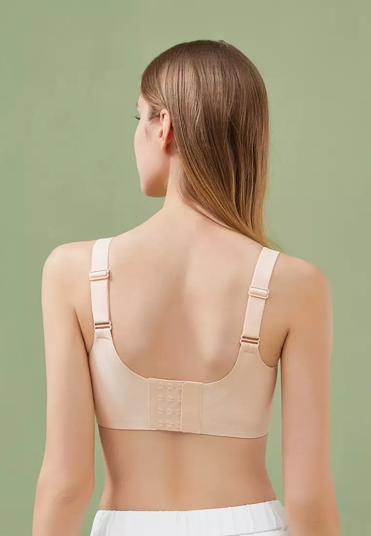 3 Pack Premium Melinda Seamless Wireless Padded Support Bra in Grey, Nude and Green