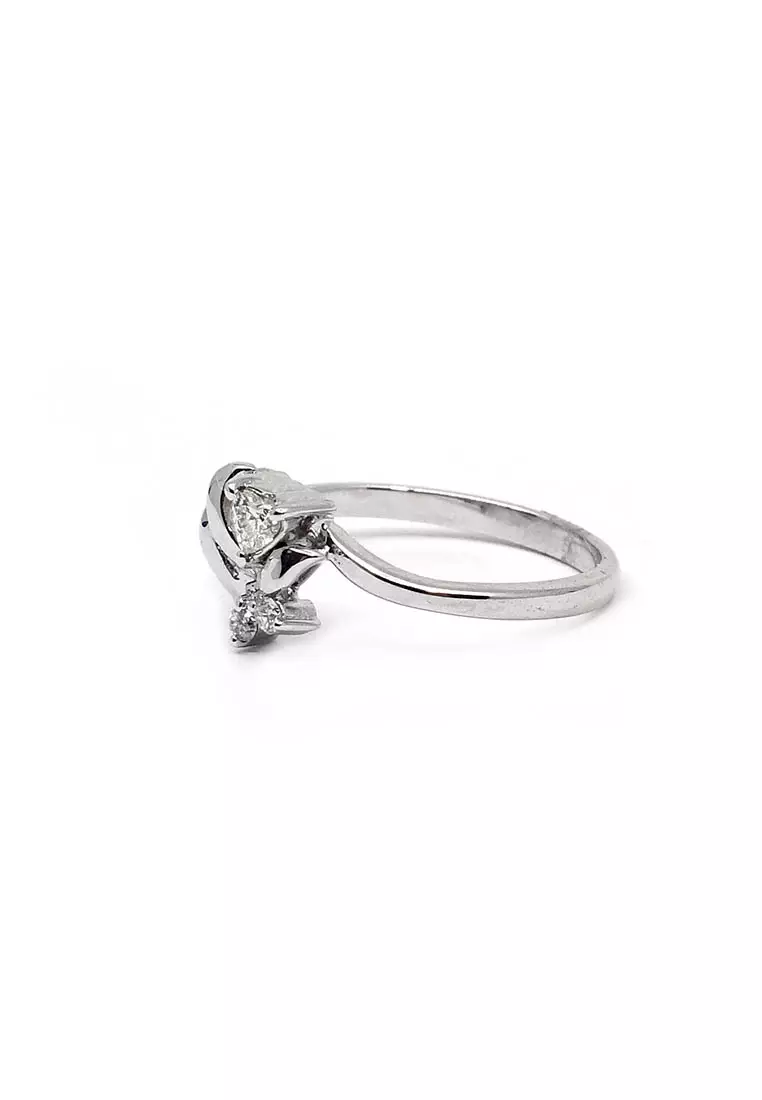 14K Locally Made White Gold Lady Ring with Diamonds