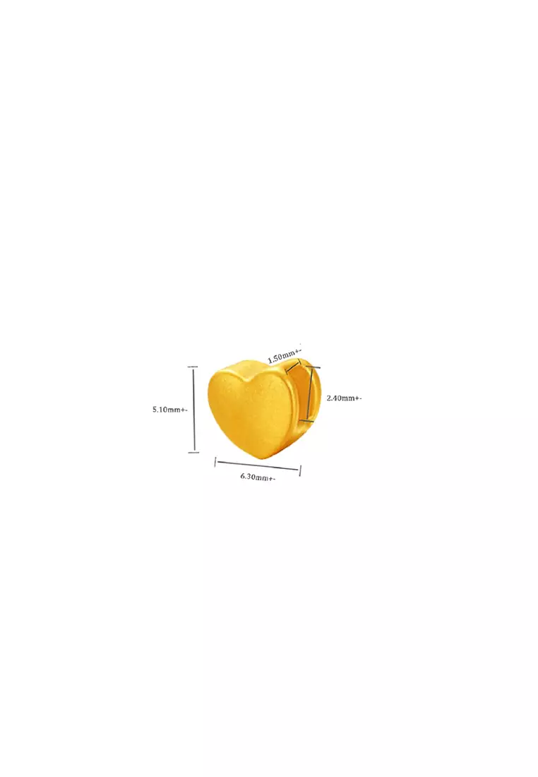 999.9/24K Pure Gold Mini Love with 375/9K Gold Wave Chain Necklace Set