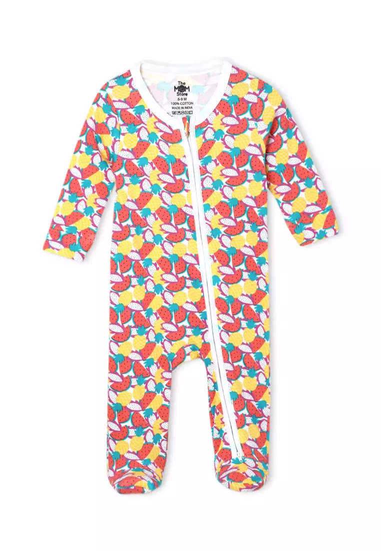 The Mom Store Fruitilicious Infant Zipper Romper - Multi