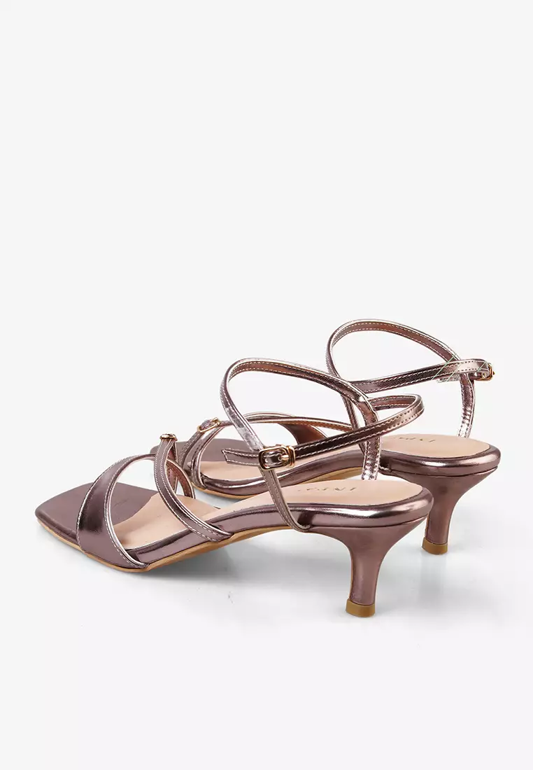 Calula Strappy Heels Metallic Heels in Cooper