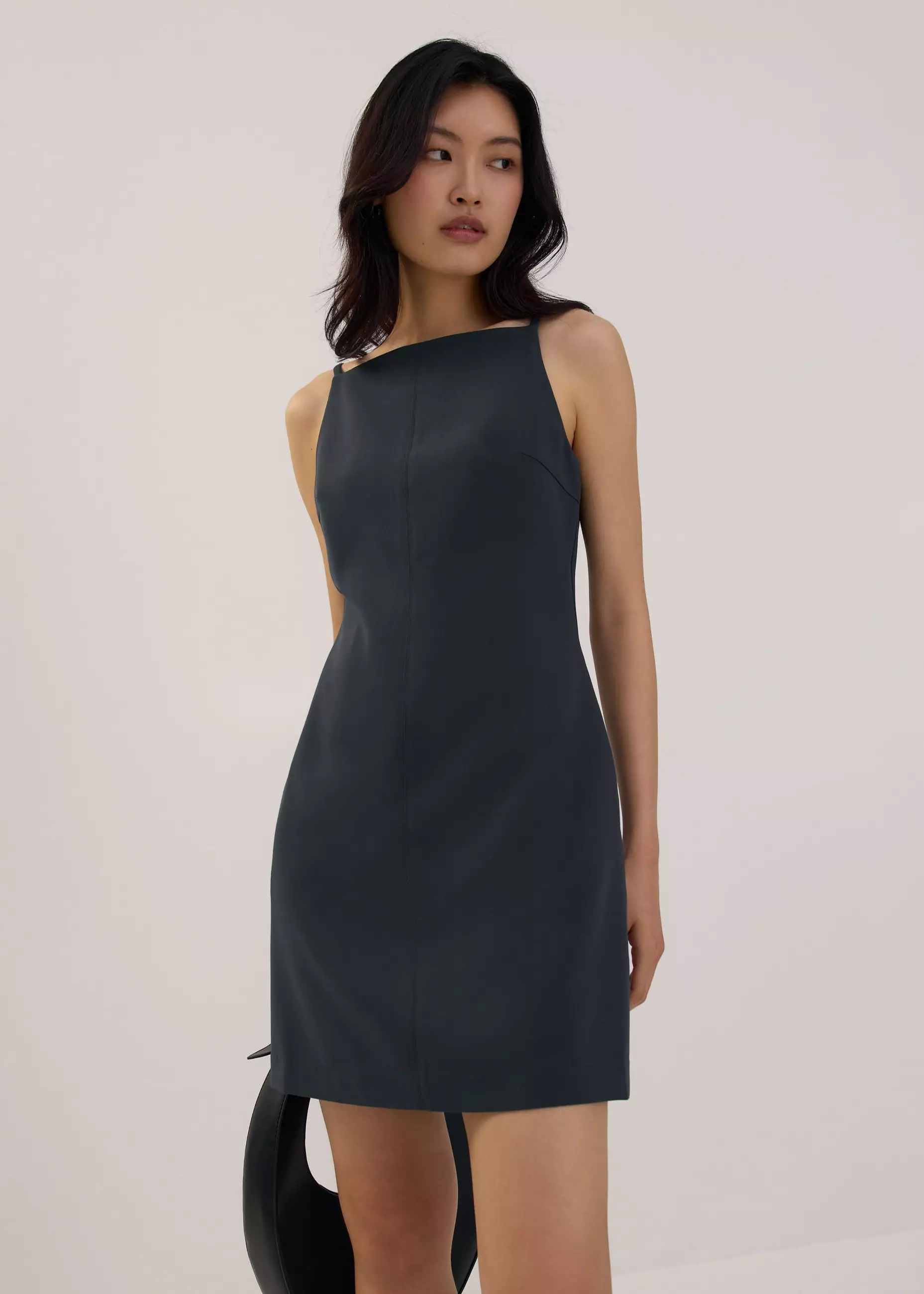 Dress Wanita - Boat Neck Shift Mini Dress