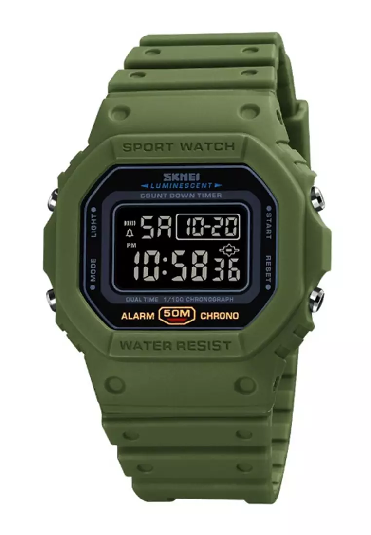 Jam Tangan Digital Pria Design Sporty Many Function Waterproof 50m Strap Tali Material PU ZQ62 ORIGINAL