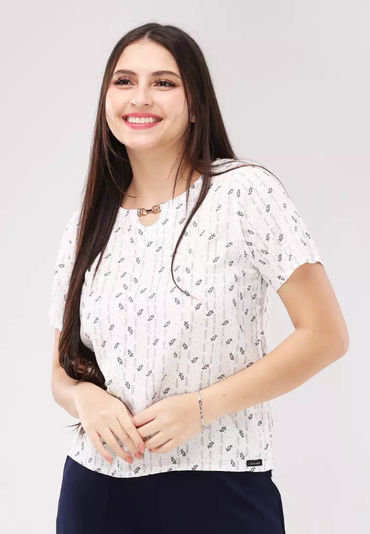 Woven Printed Rayon Short Sleeves Blouse
