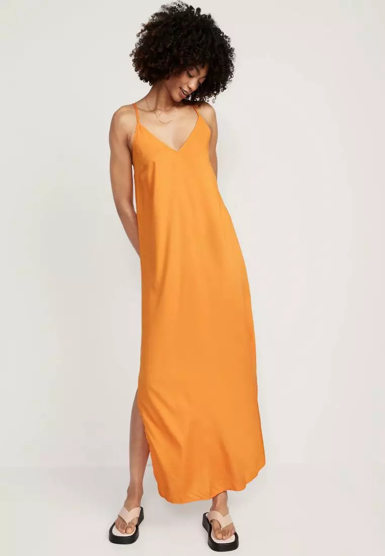 fitted lace wedding dress The Occasion by Old Navy Flutter-Sleeve Keyhole Satin Maxi Dress