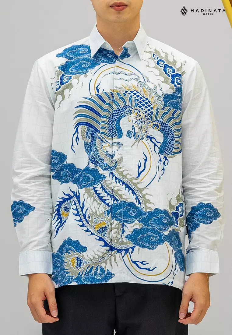 Hadinata Batik Premium Kemeja Batik Pria Lengan Panjang Superfine Furing Bhawana White