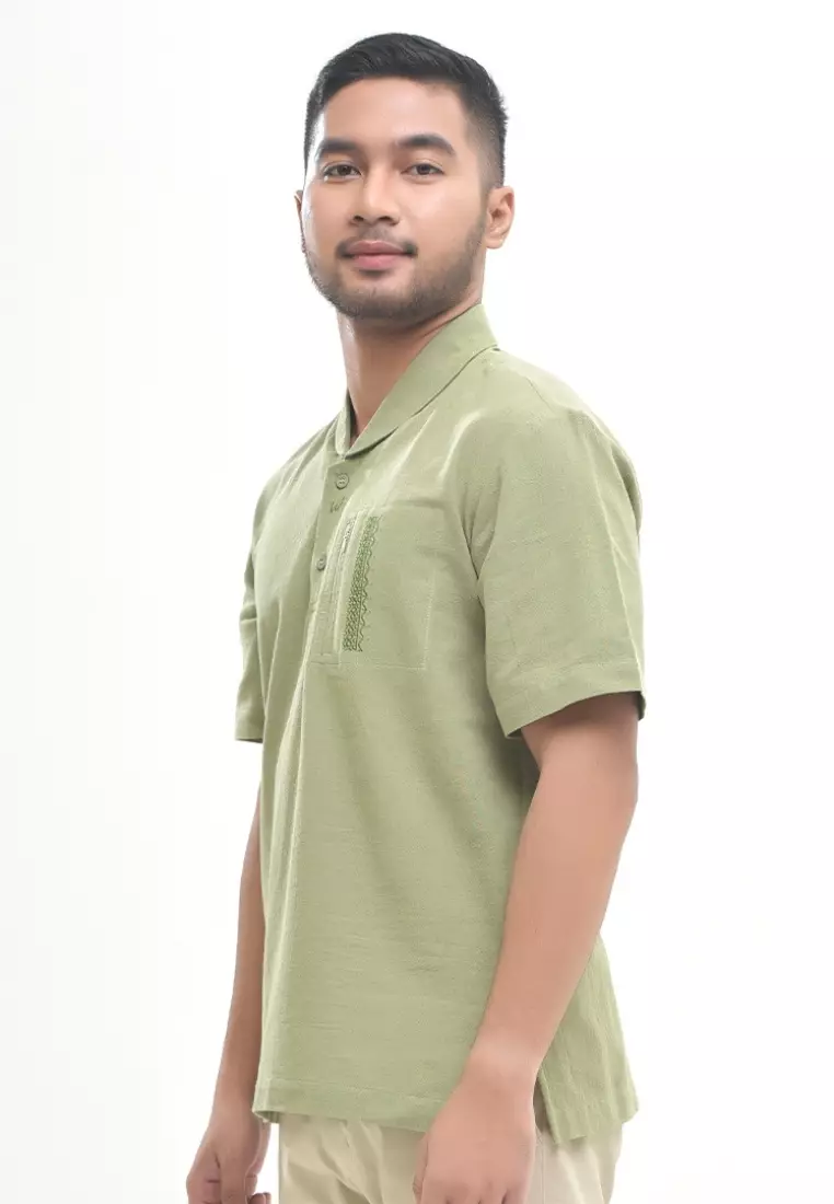 Rabbani - Kemeja Koko Lengan Pendek Kemko Qossam Exclusive - Green