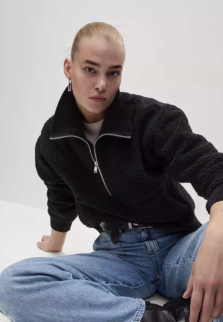 Borg Textured Half Zip Sweatshirt