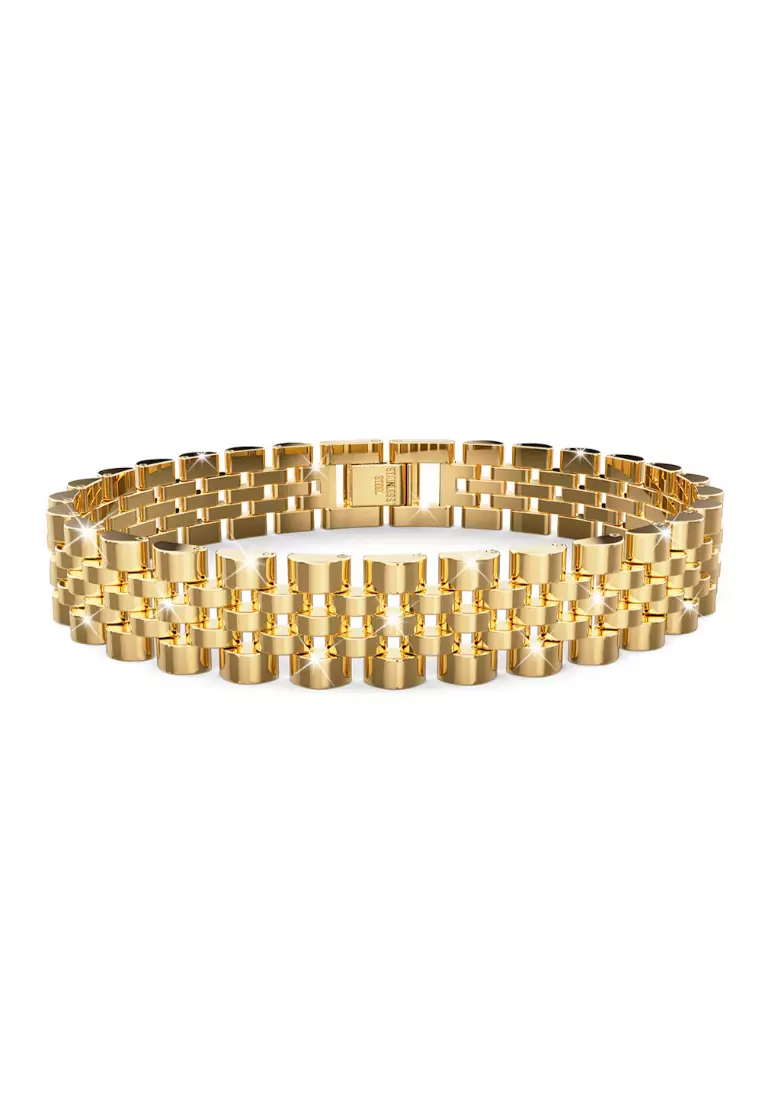 Brick Gold Layered Stainless Steel Bracelet