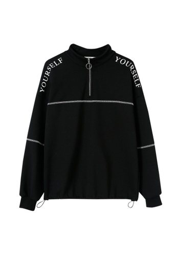 Its Me black Black Printed Fleece Sweatshirt T-Shirt 4C5F6AAB768897GS_1