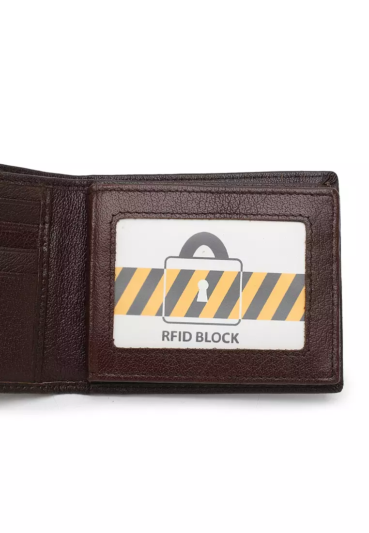 Men's Genuine Leather RFID Blocking Fortune Wallet (Genuine 皮具錢包) - 棕色