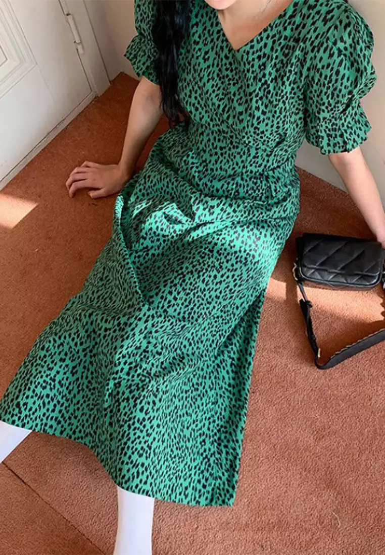 Sexy Backless Slim Fit Leopard Print Gown European Style Spring New Women's Dress Hanging Neck Sash Draped Sleeveless A-Line Skirt