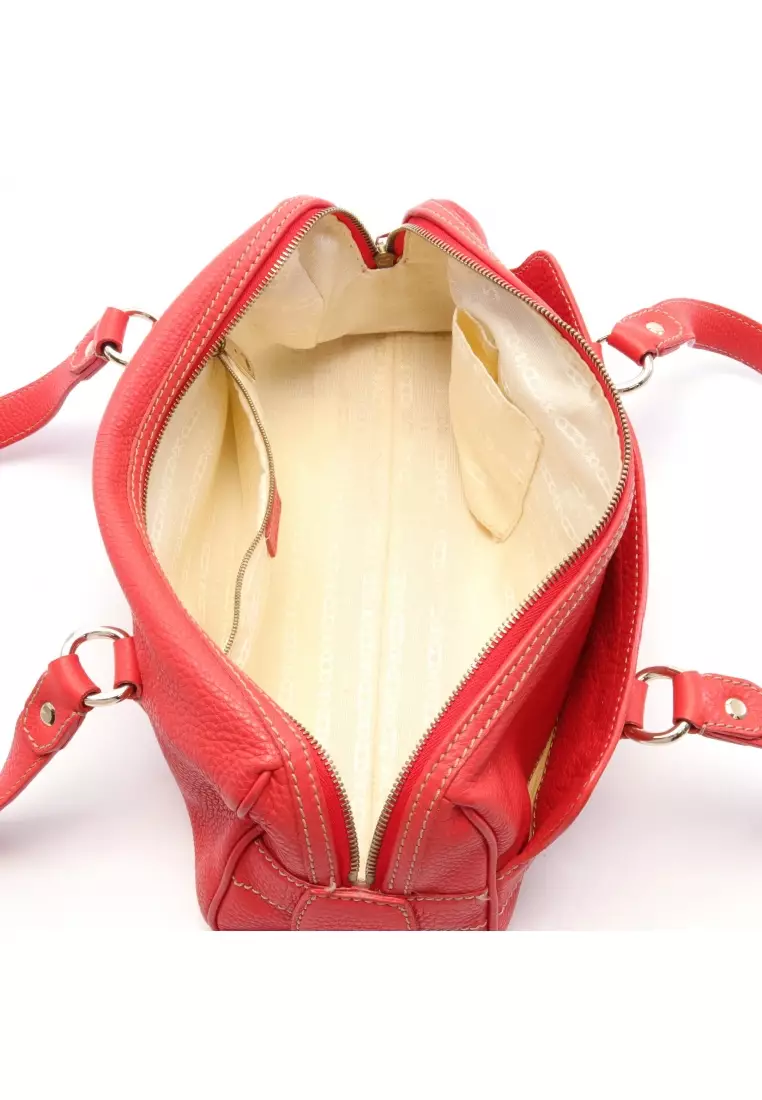 Buy Celine Pre loved Celine Shoulder bag leather Pink red 2024
