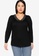 Vero Moda black Plus Size Celine Long Sleeves V-Neck Top 99703AAC640A76GS_1