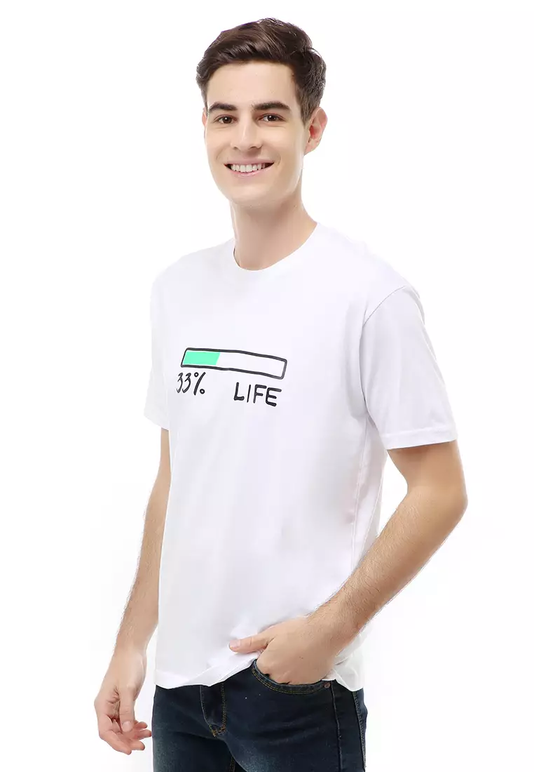 Jack T-Shirt Atasan Kasual Kaos Pria Life Lengan Pendek Material Cotton ORIGINAL - White