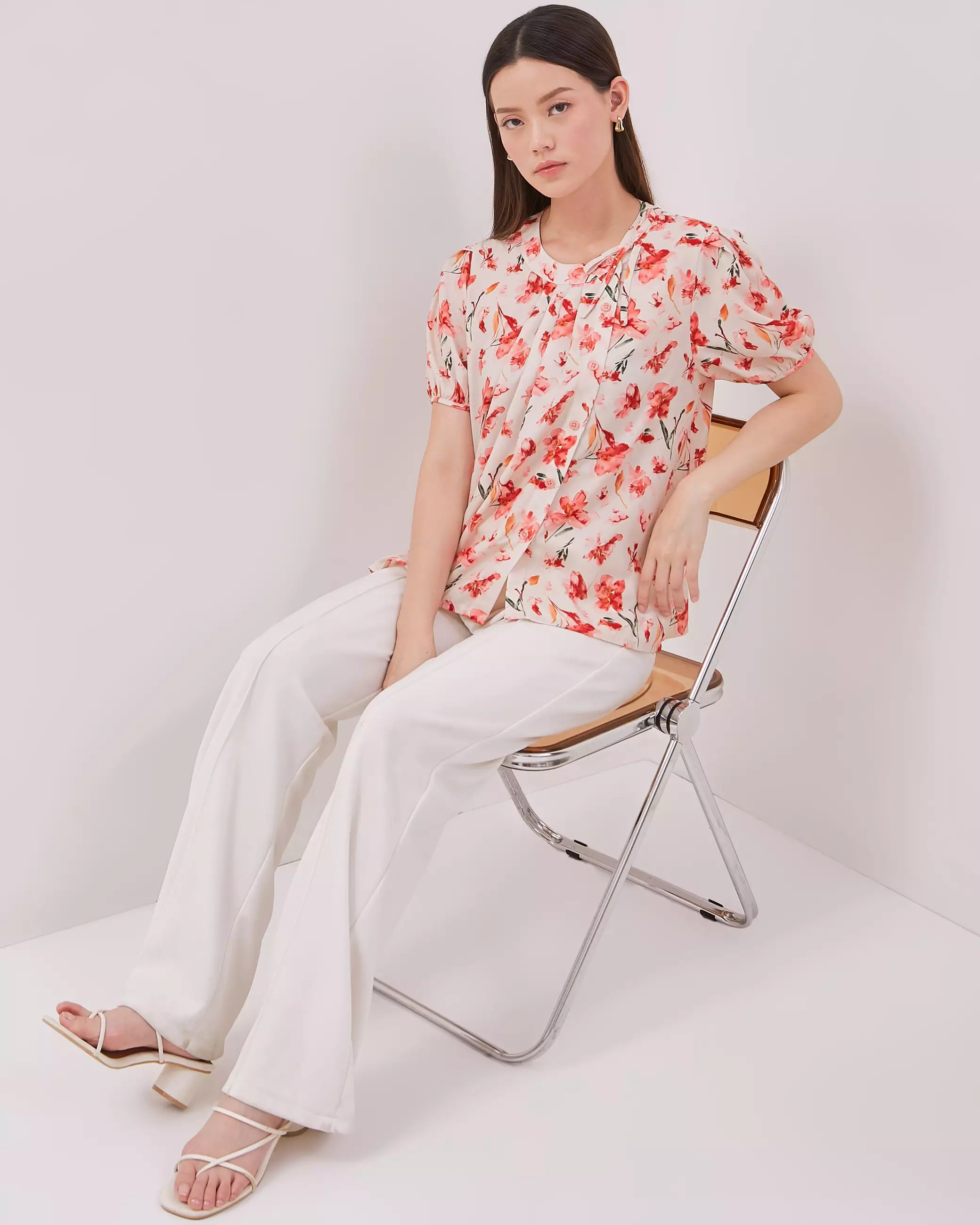 Urban Exchange Bianca Red Blouse / Blouse Merah Lengan Pendek Warna Red