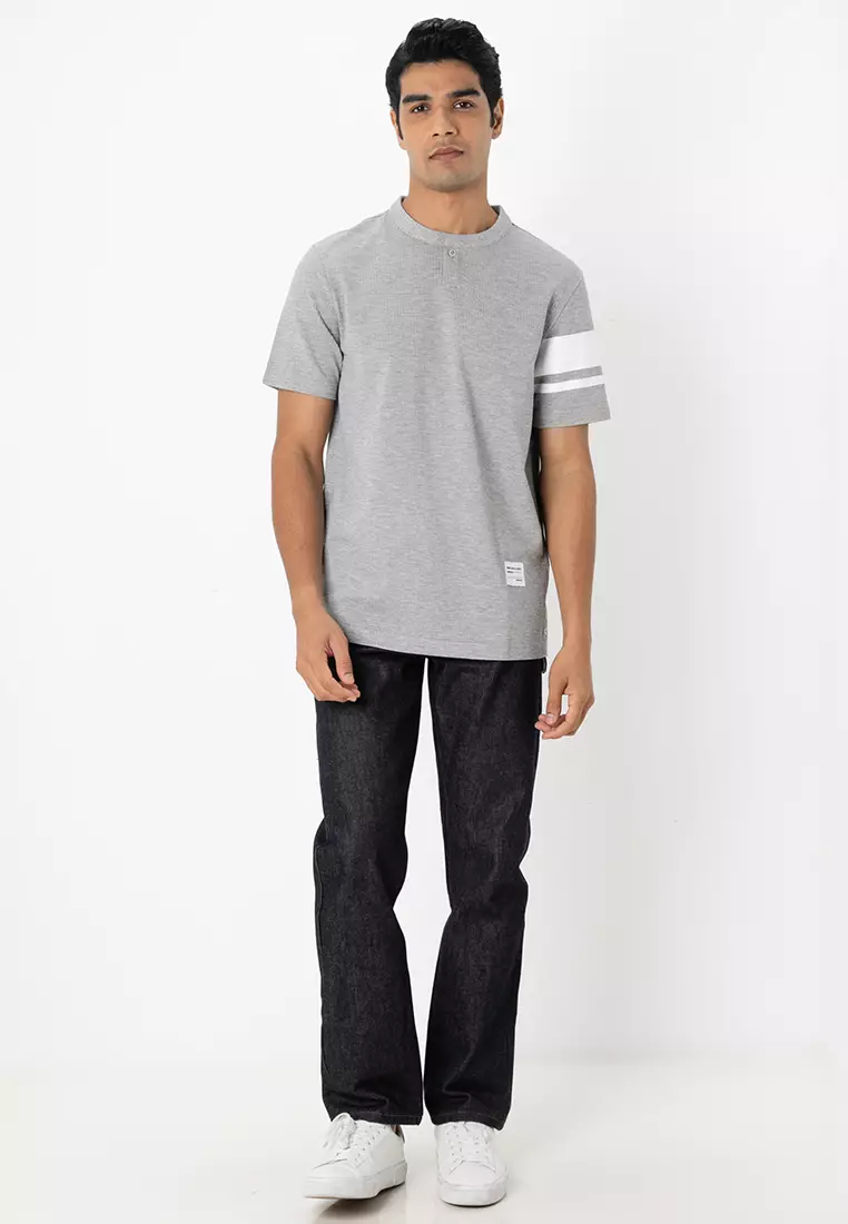 Jack & Jones waffle knit t-shirt in off white