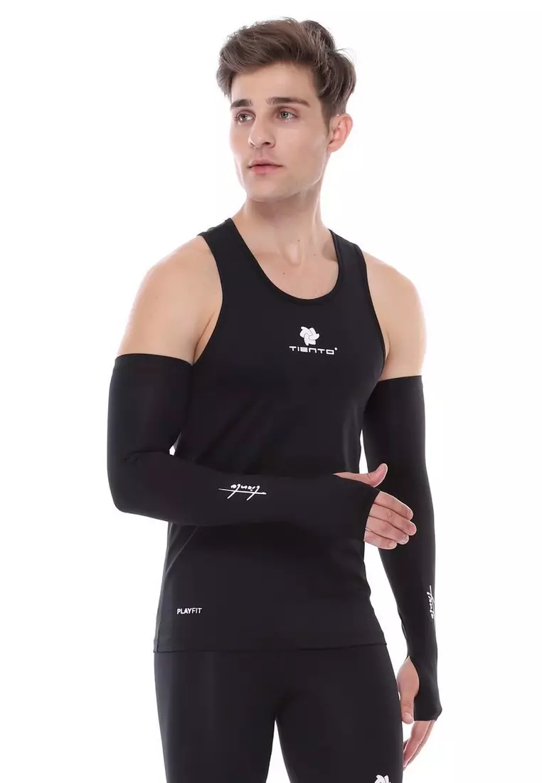 Manset Tangan / Hand Sleeve/ Arm Sleeve Black thumbhole Men