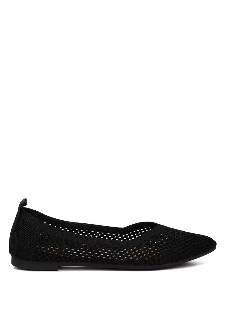 Discount on London Rag  shoes - SKU: Fly Knit Slip On Ballerinas In Black