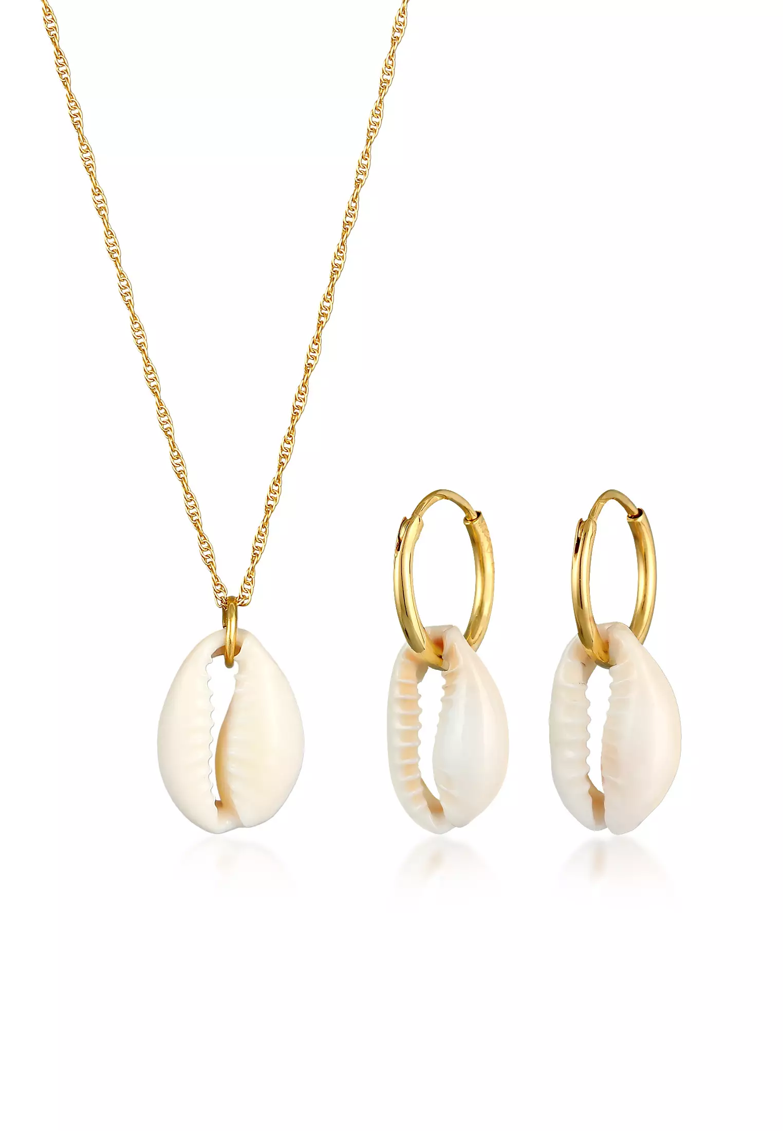 Buy ELLI GERMANY Jewelry Set Kauri Shell Set Ear Hanger Trend Gold